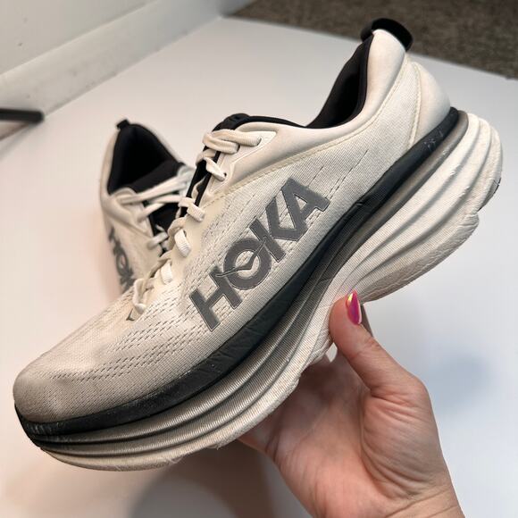 Hoka Bondi 8 White Black Sneakers